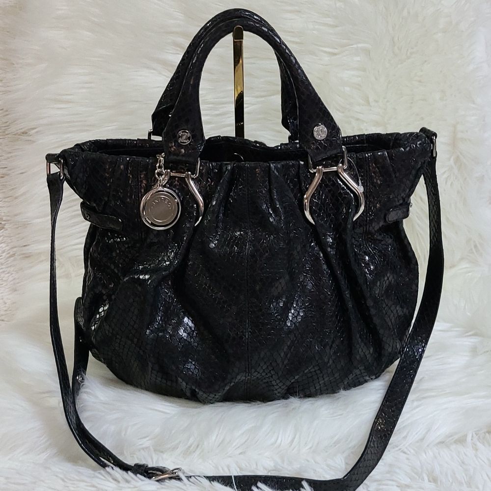 Celine Black Textured Leather Tote